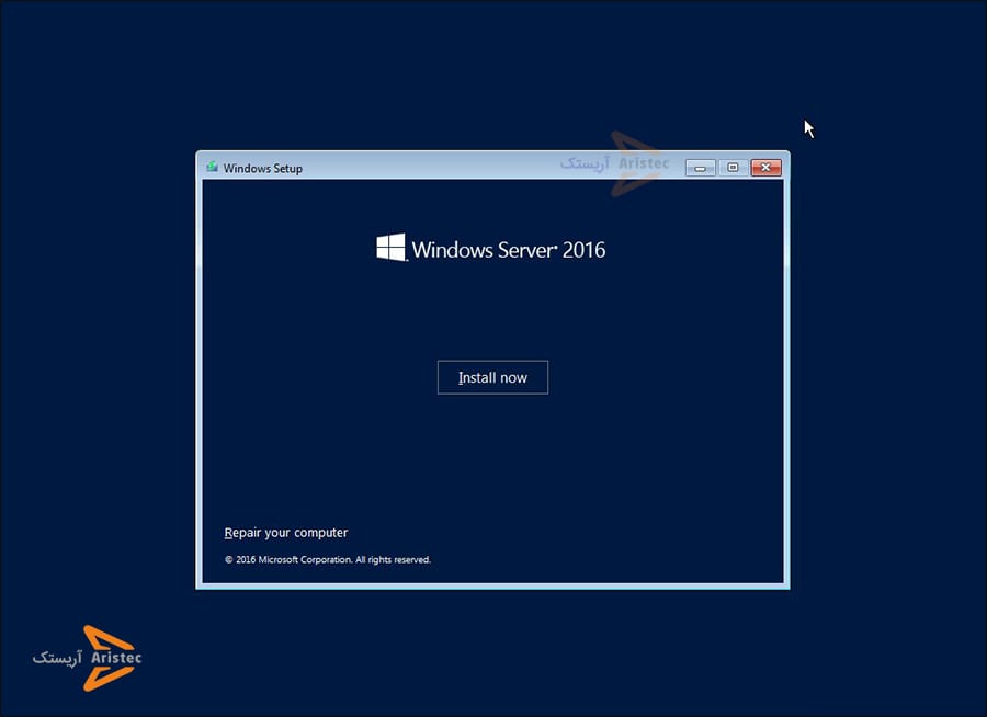 آموزش نصب ویندوز سرور 2016 - آریستک